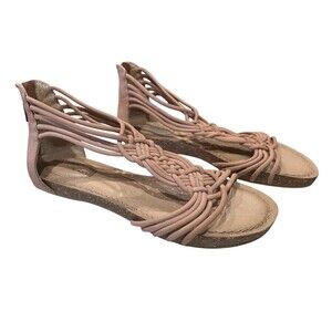 Adam Tucker by Me Too Boho Cali 8 Flat Blush Leather Gladiator Sandal Size 5.5